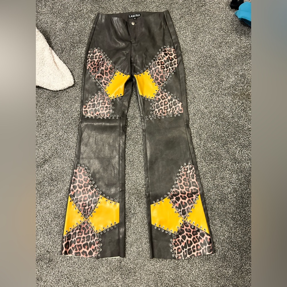 I.AM.GIA LUXE patchwork cheetah pants